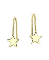 Bling Jewelry Minimalist Tiny Celestial Usa Patriotic Rock Star Threader Earrings For Women 14K Yellow Gold - Gold