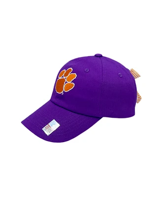 Bits & Bows Girls' Officially Licensed Clemson Bow Baseball Hat