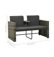 vidaXL 3 Piece Patio Lounge Set with Cushions Poly Rattan Gray