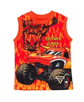 Monster Jam Toddler Boys Grave Digger El Toro Loco Megalodon T-Shirt Tank Top and French Terry Shorts 3 Piece Set to