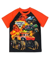 Monster Jam Toddler Boys Grave Digger El Toro Loco Megalodon T-Shirt Tank Top and French Terry Shorts 3 Piece Set to