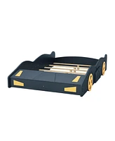 Slickblue Full Size Race Car-Shaped Platform Bed with Wheels and Storage