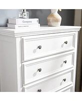 Slickblue Modern 5-Drawer Dresser – White Cabinet with 5 Drawers, Ideal for Living Room or Farmhouse Closet Storage