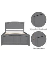 Slickblue Wood Platform Bed with Headboard, Footboard, and Sturdy Slat Support