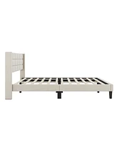 Slickblue Queen Size Upholstered Platform Bed with Support Legs