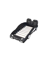 Slickblue Twin Size Race Car-Shaped Platform Bed with Wheels for Kids