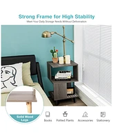 Gymax 2 Pcs Nightstand Set Modern Side End Table Storage Shelf Grey
