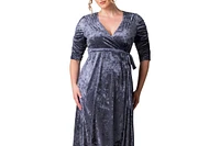 Kiyonna Plus Cara Velvet High Low Long Wrap Dress