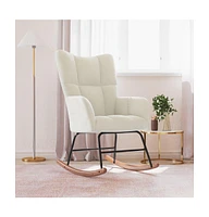 vidaXL Rocking Chair Cream White Velvet