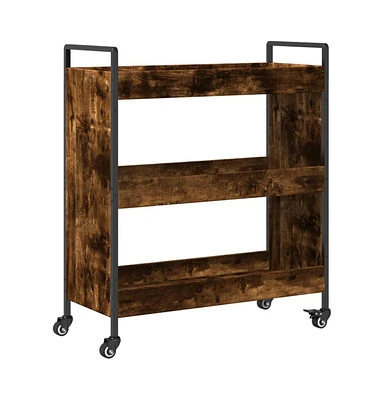 vidaXL Kitchen Trolley Smoked Oak 27.6"x11.8"x32.3" Engineered Wood