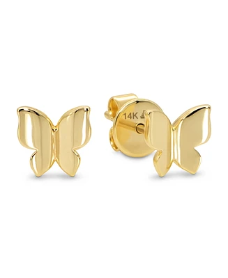 Devata Butterfly 6x6mm Stud Earrings in 14K Gold, approx. 1.7 grams