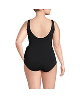 Lands' End Plus Side Tie V-neck Surplice High Leg One Piece Swimsuit