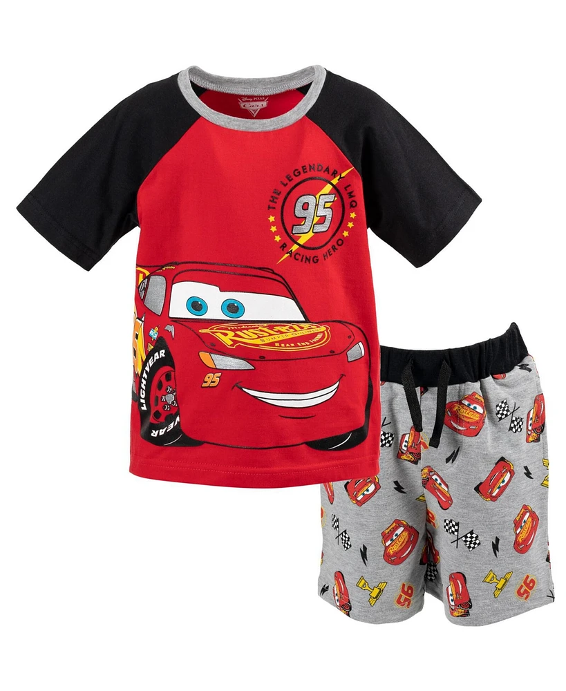 Disney Mickey Mouse Lion King Pixar Cars Toy Story French Terry T-Shirt and Shorts Outfit Set Toddler to Big Kid