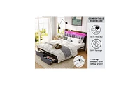 Slickblue Full Bed Frame with Storage Headboard, Drawers, and Led Platform Design