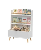 Slickblue Kids Bookshelf with Book and Magazine Rack – Book Organizer and Toy Storage Cabinet