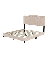 Slickblue Queen Size Upholstered Bed Frame with Rivet Design – Stylish and Durable