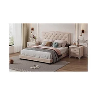 Slickblue Queen Size Upholstered Bed Frame with Rivet Design – Stylish and Durable