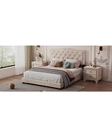 Slickblue Queen Size Upholstered Bed Frame with Rivet Design – Stylish and Durable