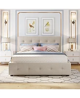 Slickblue Upholstered Platform Bed with 2 Drawers and Twin Xl Trundle – Linen Fabric