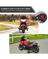 Costway 12V Kids Ride On Motorcycle Electric Motor Bike w/ Training Wheels & Light