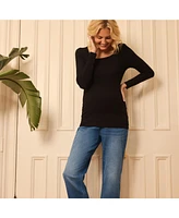 Motherhood Maternity Square Neck Rib Knit Long Sleeve Tee