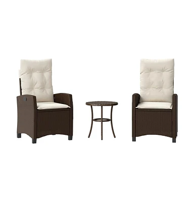 vidaXL 3 Piece Bistro Set with Cushions Poly Rattan