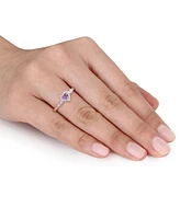 Lab-Grown Blue Sapphire (1/4 ct. t.w.), White (1/8 & Diamond Accent Heart Ring Sterling Silver