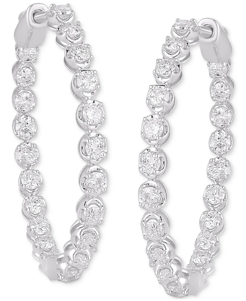 Diamond In & Out Hoop Earrings (2 ct. t.w.) in 14k White Gold