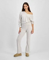 Planet Heart Juniors Hacci Knit V Neck Pullover Top Flare Leg Pull On Pants