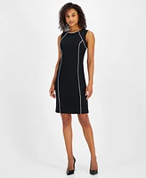 Kasper Women's Stretch-Crepe Contrast-Piping Sheath Dress