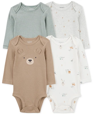 Carter's Baby Boys Bear Long-Sleeve Bodysuits, Pack of 4