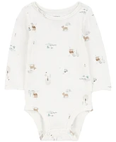 Carter's Baby Girls Woodland Creatures Bodysuit & Velboa Jumper, 2 Piece Set