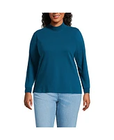 Lands' End Plus Relaxed Cotton Long Sleeve Mock Turtleneck