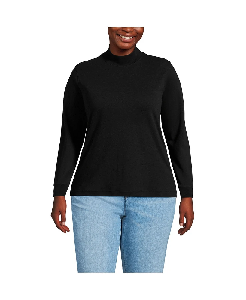Lands' End Plus Relaxed Cotton Long Sleeve Mock Turtleneck