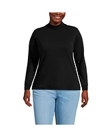 Lands' End Plus Relaxed Cotton Long Sleeve Mock Turtleneck