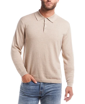 Weatherproof Vintage Men's Long Sleeve Cotton Cashmere Polo Sweater