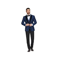 Gino Vitale Men's 3-Piece Peak Lapel Velvet Trim Tuxedo with Subtle Sheen