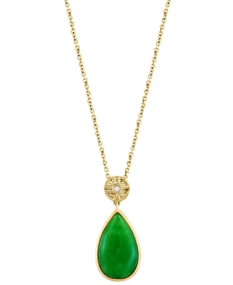 Effy Dyed Green Jade & Diamond Accent Teardrop 18" Pendant Necklace in 14k Gold