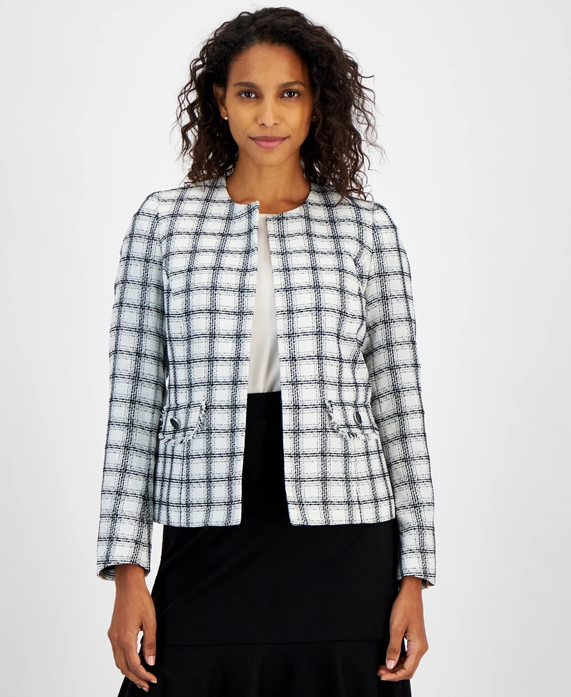 Kasper Women's Plaid Open-Front Blazer