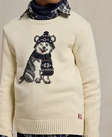 Polo Ralph Lauren Big Boys Dog-Intarsia Crewneck Sweater