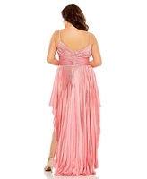 Mac Duggal Women's Rhinestone High Low Pleated Gown