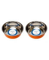 Country Living Set of 2 Heavy Gauge Stainless Steel Dog Bowls – Non-Skid, Durable & Rust-Resistant, Perfect for Food Water Blue/16oz