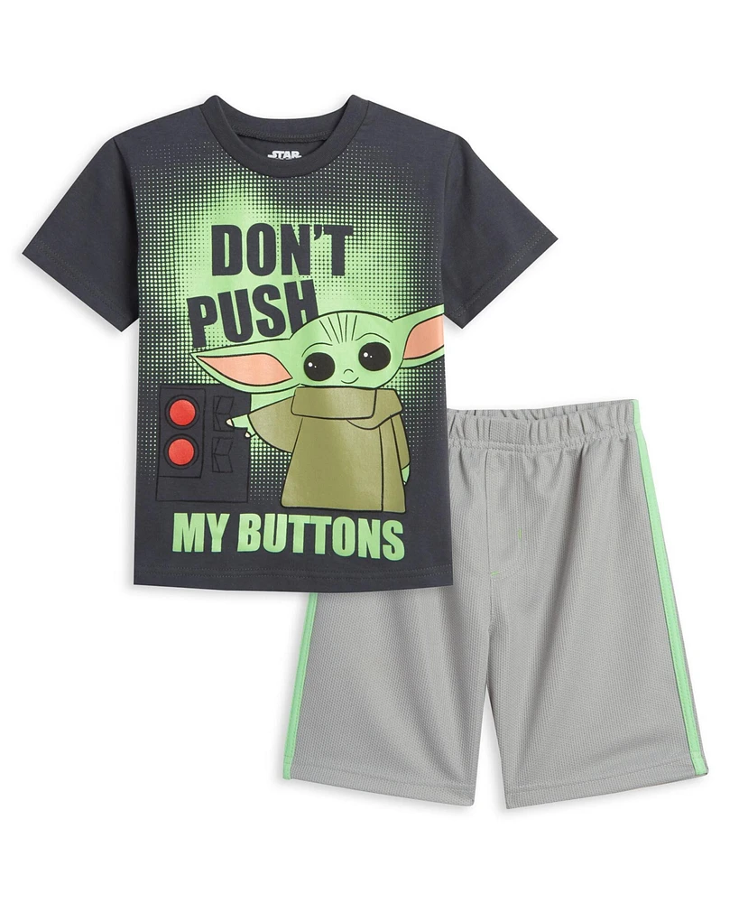 Starwars Toddler Boys Star Wars The Mandalorian Baby Athletic T-Shirt and Mesh Shorts Outfit Set to