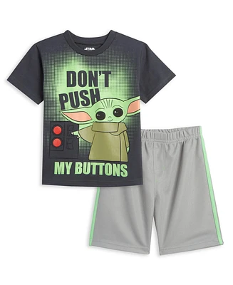 Starwars Toddler Boys Star Wars The Mandalorian Baby Athletic T-Shirt and Mesh Shorts Outfit Set to