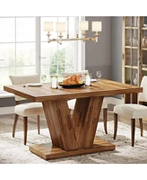 Tribesigns 47-Inch Dining Table for 4, Walnut Brown Kitchen Dinner Table with Heavy Duty Pedestal, Farmhouse Wooden Eating Table for Home, Dining Room