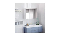 Slickblue Wall Mounted Bathroom Mirror with Shelf Space-Saving Design for Modern Bathrooms