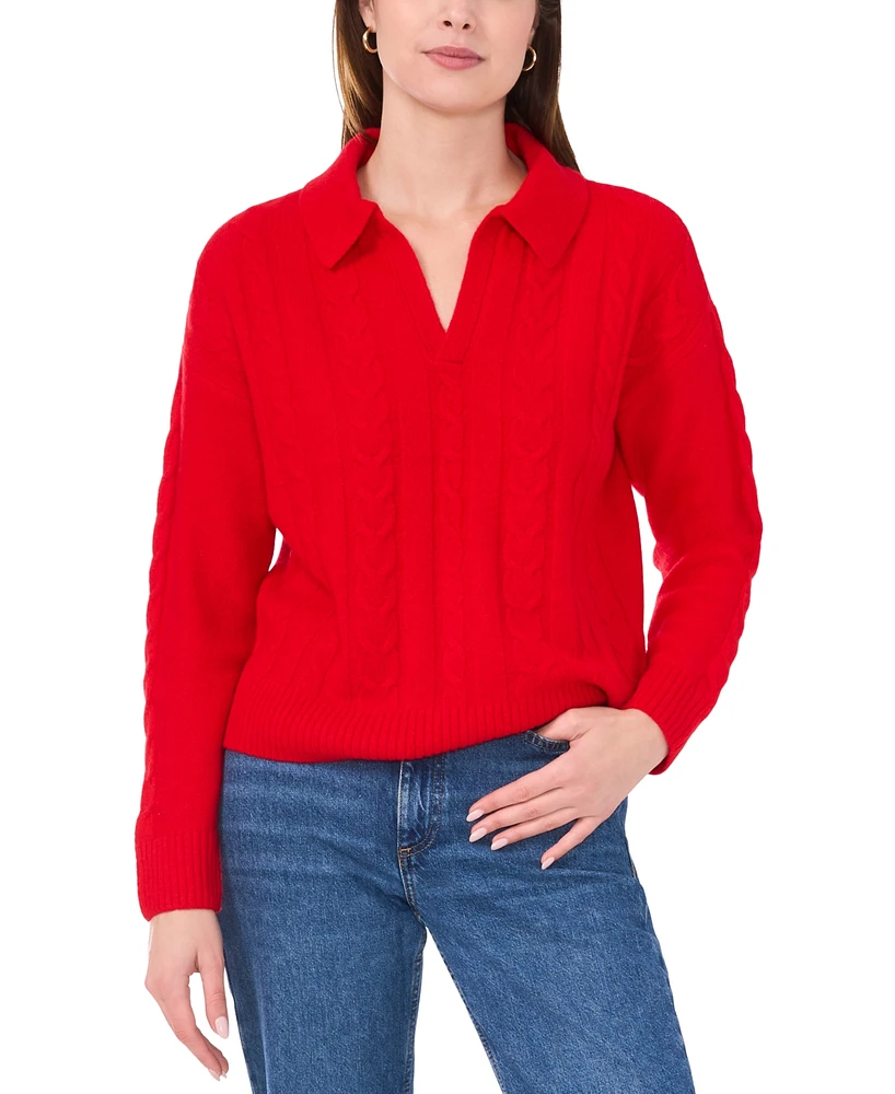 Sam & Jess Women's Collared Cable Knit Sweater