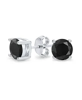 Bling Jewelry Black Solitaire Cz Stud Earrings .925 Sterling Silver