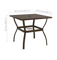 vidaXL Patio Table Brown 32.1"x32.1"x28.3" Steel