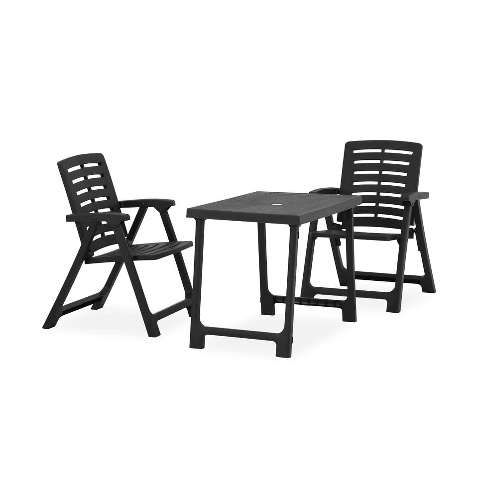 vidaXL 3 Piece Folding Bistro Set Plastic Gray